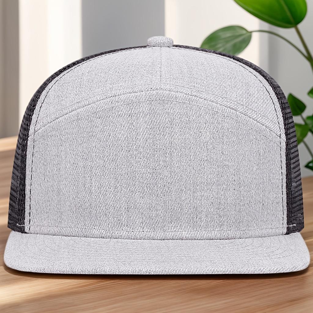 Fashionable and simple seven-piece spliced smooth board baseball cap for men and women, outdoor mesh fabric, summer flat edge mesh cap, casual and versatile