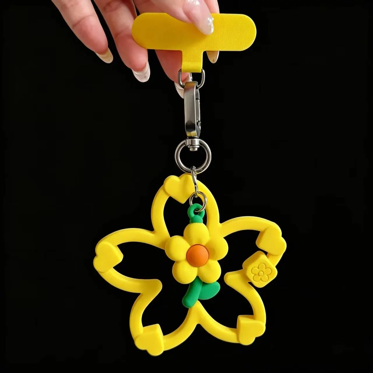 Silicone Cherry Blossom Phone Charm Wrist Strap, Multi-Functional Phone Lanyard for iPhone and Smartphones, Stylish Mobile Accessory