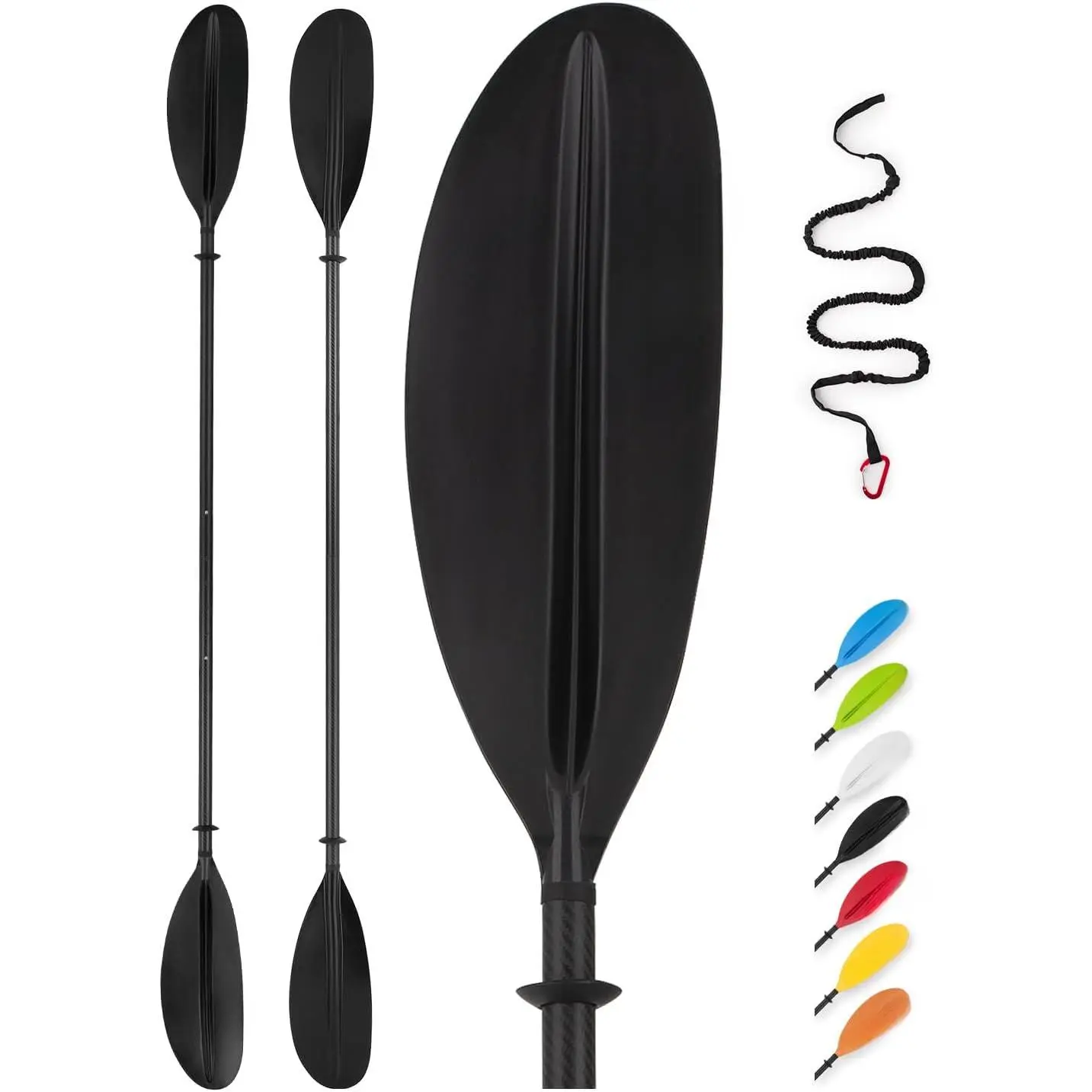 Adjustable Carbon Fiber Kayak Paddle 86in/220cm to 94in/240cm Kayaking Oar for Adults with Paddle Leash 1 Paddle