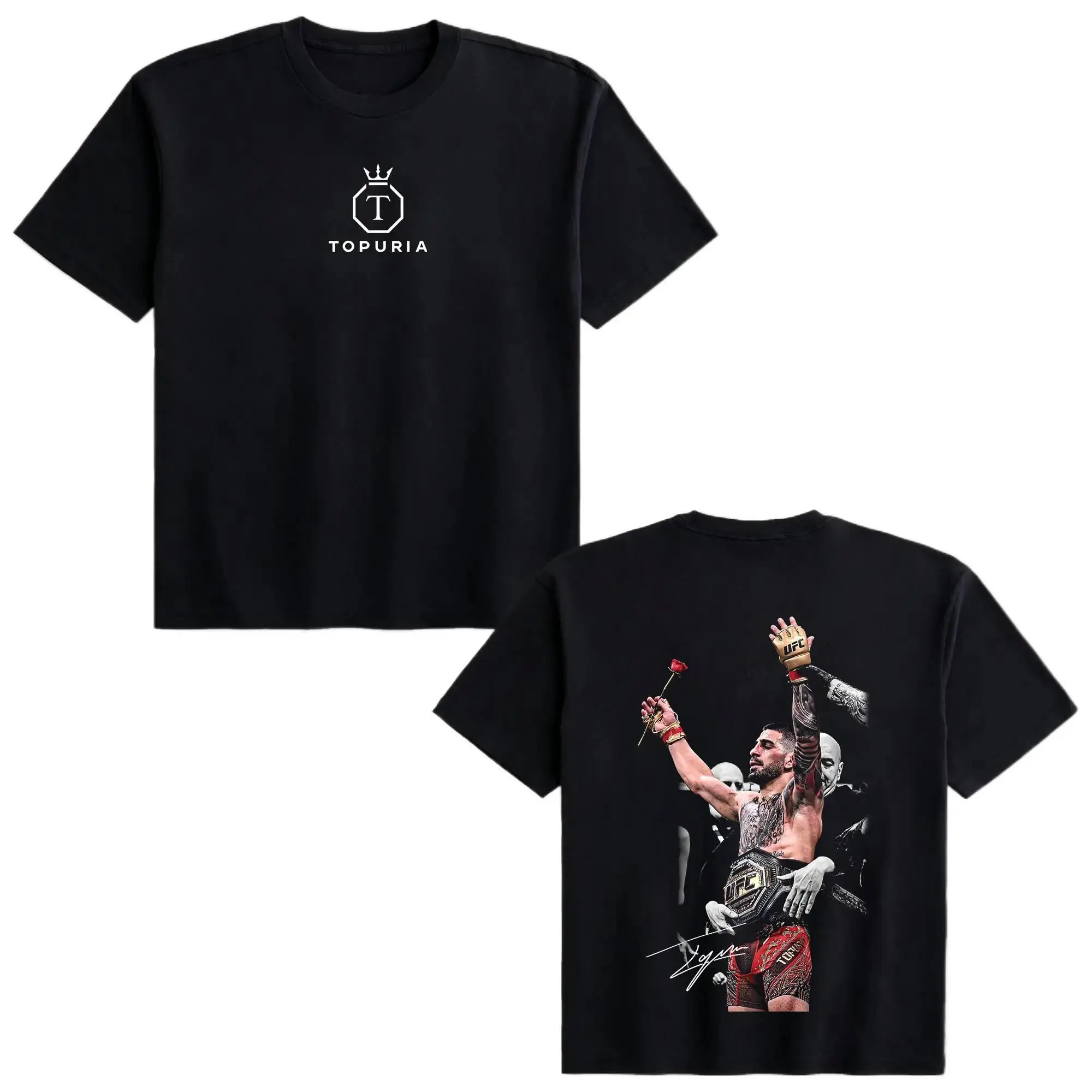 [ 🥊   Sale Up To 50%]UFC Ilia Topuria Champion Graphic T-Shirt, Unisex 100% Cotton Casual MMA Streetwear, Boxing Fan Gift Apparel, Tshirt