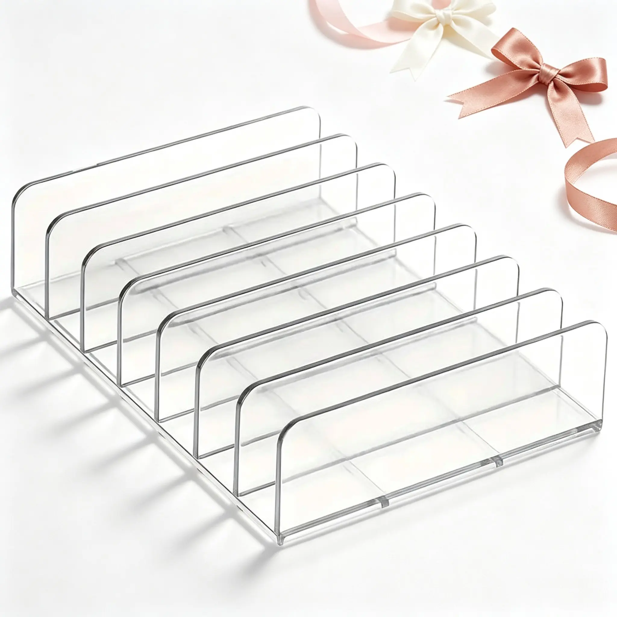 Transparent Acrylic Eyeshadow Palette Organizer, Multi-Compartment Makeup Display Rack, S/l Sizes, Practical Desktop Accessory Gift