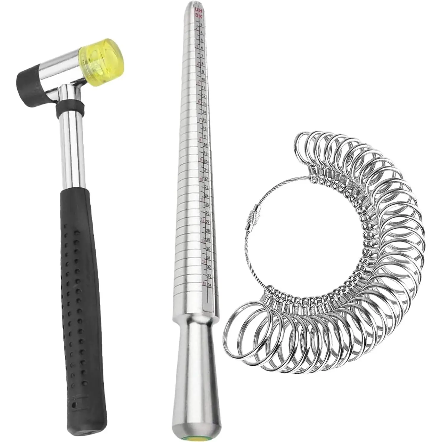 Ring Sizing Kit Stainless Steel Ring Sizers for Measuring Women & Mens Ring Sizer 27 count Professional Finger Ring Measurer Gauge Set  Size 0-13 with Half Size,  Ring Sizer Belt Size 1-17
