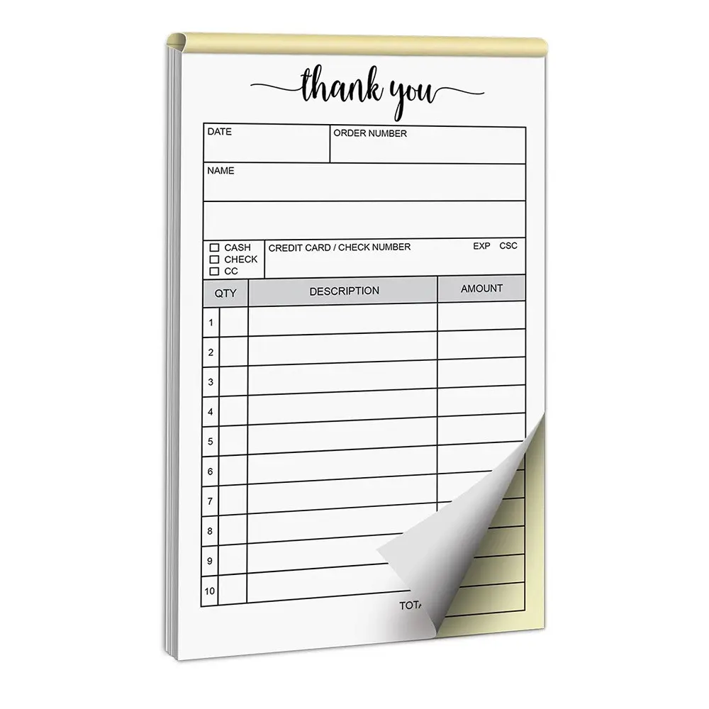 Carbonless Invoice Book, 100 Sets Handheld Receipt Book for Small Business, Store and Dealer Order Records