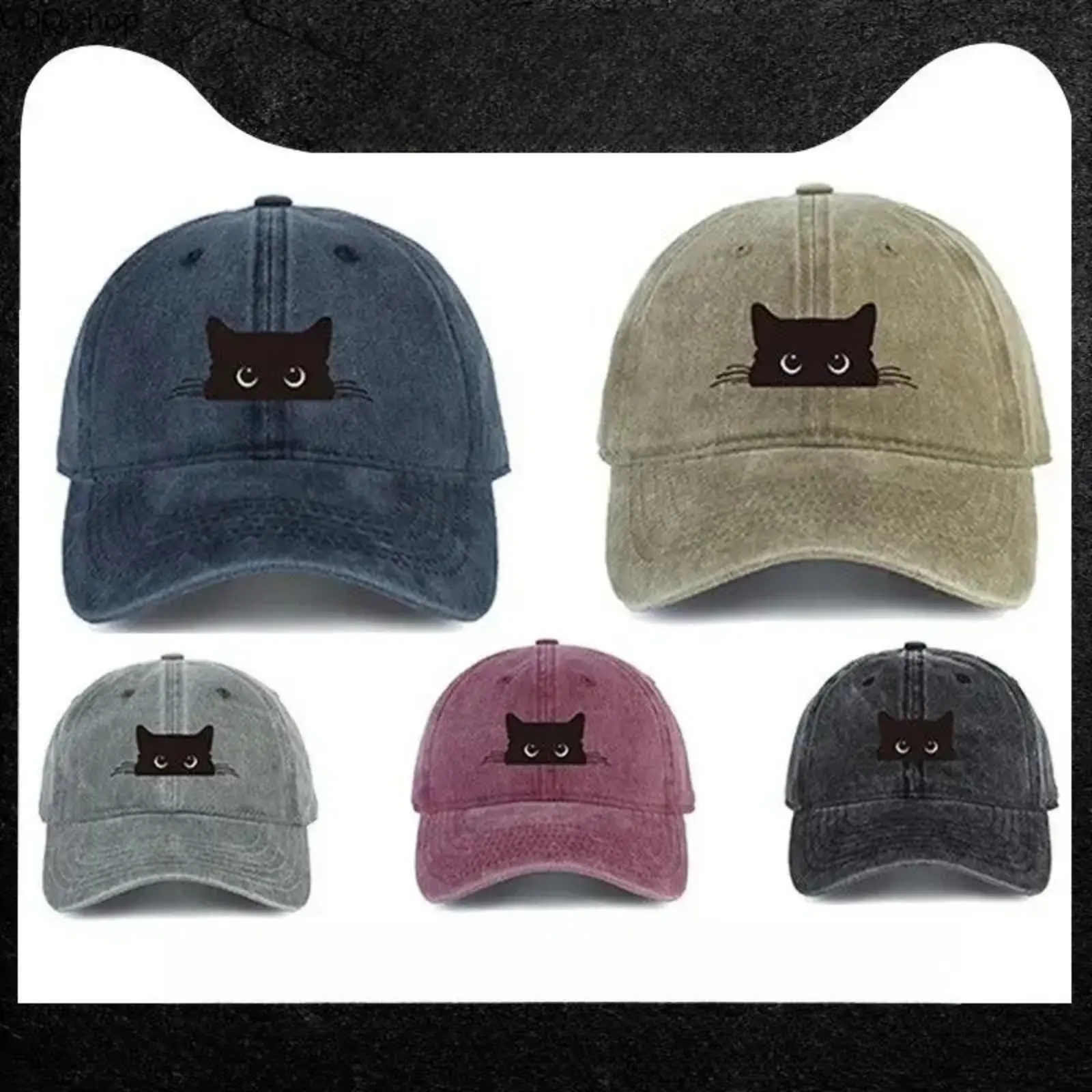 Unisex Whimsical Allover Kitten Print Baseball Hat - Anti-Ultraviolet Sun-Shielding Peaked Brim, Adjustable Strap, Classic Comfortable Fit, Casual Hat for Women, Baseball Cap Adjustable Animal & Character Print Sports Accessory