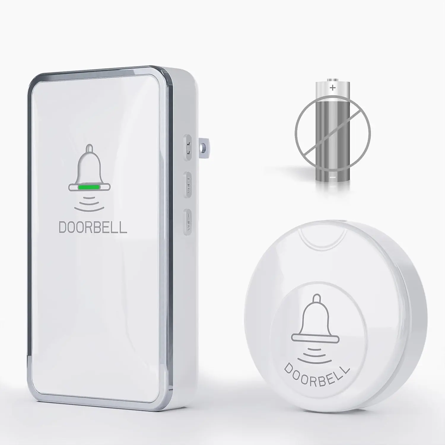 Doorbell Kit, 1 Self- Round Push Button & 1 Plug-in Doorbell Chime Receiver, No  Required, No , 38 Chimes, 4 Volume Levels for  Apartment Classroom