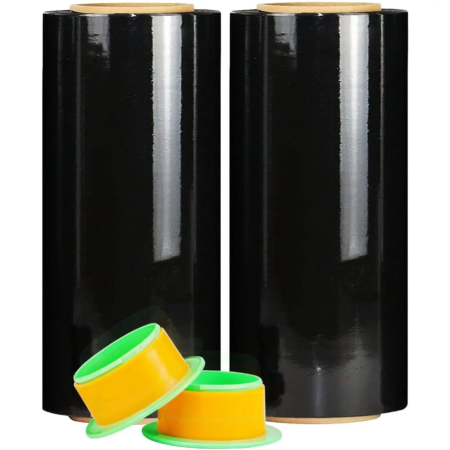 Stretch Film 12 in x 1000 ft Moving Wrapping Plastic Shrink Wrap 80 Gauge Durable Industrial Strength, Black, 2 Pack