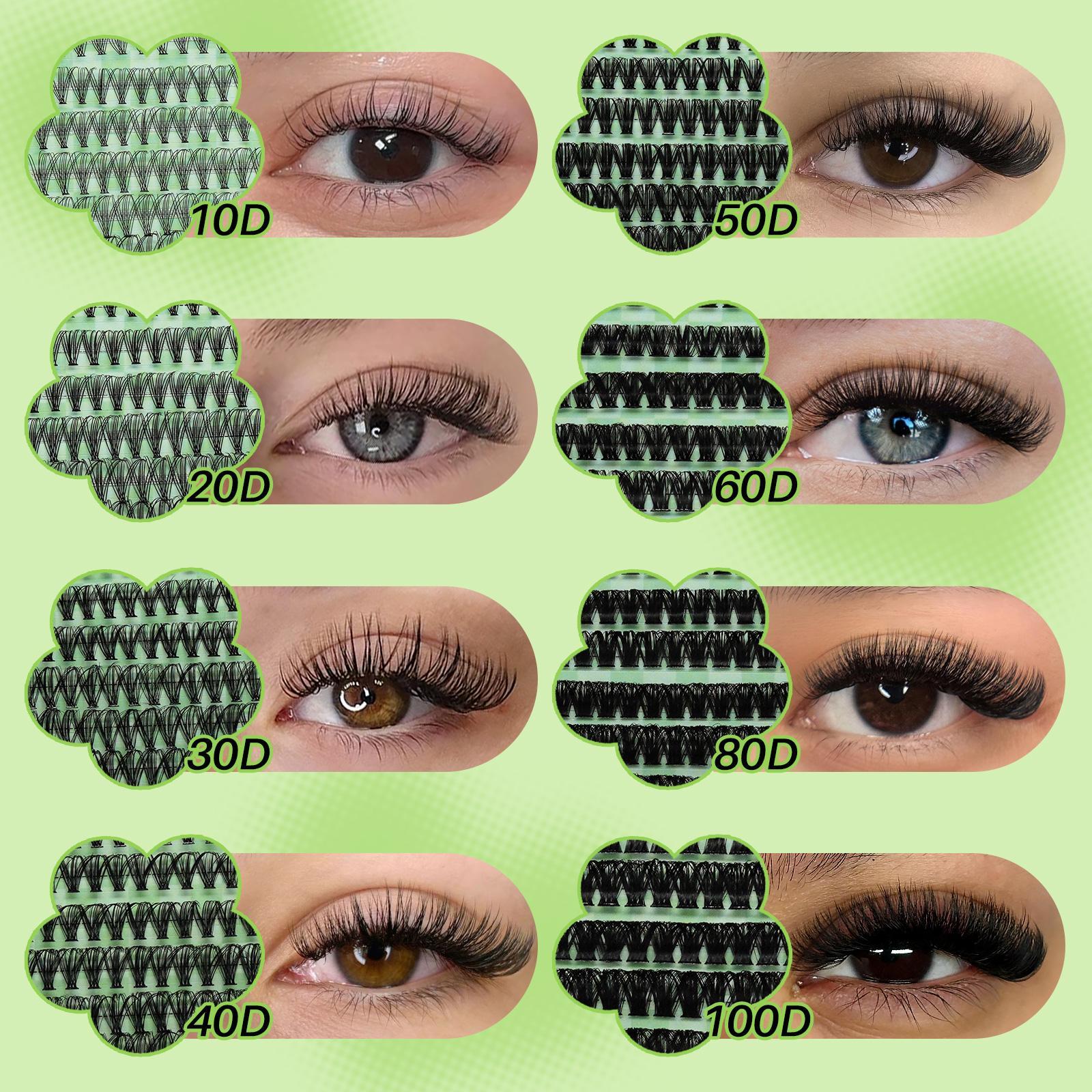 Individual False Eyelashes Kit, Eyelash Extension, 1 Set Mixed Length & Styles Lash Clusters with Lash Glue & Tweezers, Eye Makeup Enhancement Tool for Women, Cosmetic