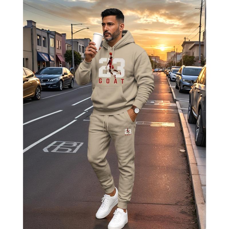 KZZ Men's Goat 23 Pattern Print Hoodie and Drawstring Sweatpants Set, Menswear, Casual Athletic Long Sleeve Hooded Jacket & Trousers for Fall & Winter, Men's Clothing for Daily Wear, Sportswear Indoor Outdoor, Tracksuit, Athleisure Minimalist KZZ Men's Goat 23 Pattern Print Hoodie and Drawstring Sweatpants Set, Menswear, Casual Athletic Long Sleeve Hooded Jacket & Trousers for Fall & Winter, Men's Clothing for Daily Wear, Sportswear Indoor Outdoor, Tracksuit, Athleisure Minimalist