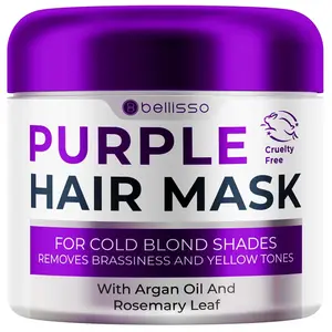 Purple Hair Mask Deep Conditioner & Toner for Blonde Brassy Hair, Hydrating Repair Treatment for Bleached Damaged Dry Hair, Moisturizing for Women & Men
