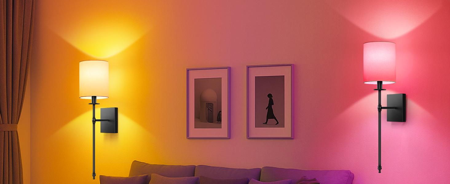 27 Inch Rechargable Wall Sconces Set of 2, Wireless Wall Sconces Lights with Remote, Not Hardwired Dimmable Gold Wall Lamps with White Fabric Shade for Bedroom, 2 Rechargable Bulbs Included