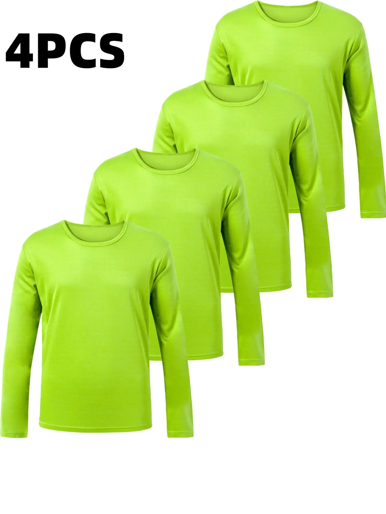 4-Pack Men's Quick-Dry Long Sleeve T-Shirts, Breathable Polyester, Casual Loose Fit, Ideal for Running and Gym, Dry Fit Performance