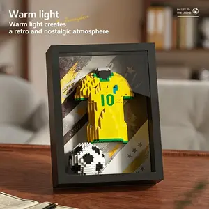 Selecao 10 Football Kit Block Toy, for 6 7 8 9 10 11 12 14 15 Year Old Boys Girls Kids Child Teens Eco-friendly ABS Micro Pixel Construction Set Office Cubicle Soccer Club Nightstand Ornament Birthday Gifts 2026 Prime Day Deals New Arrivals