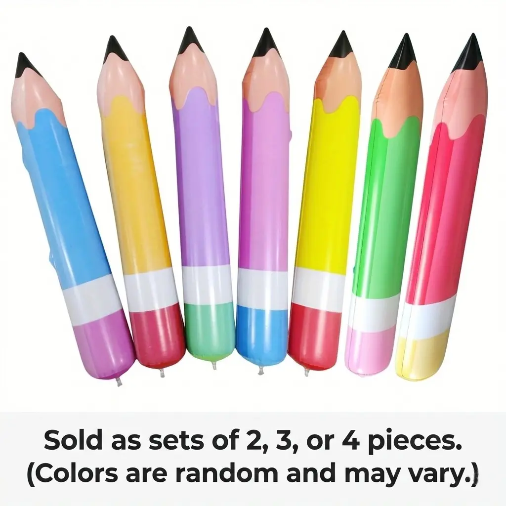 Giant Inflatable Pencil Balloon with Feather Details, Colorful Graduation and Party Decor, PVC Material, No Power Needed, Durable Balloon, Party Balloons Decorations