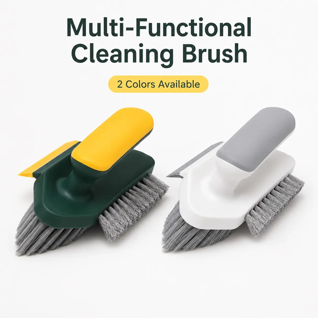 1PC White Practical 4-in-1 Multi-Use Compact Cleaning Brush - Firm Bristles Corner Gap Scrub Brush for Bathroom, Kitchen Tile Seams | Home Care Squeegee Supplies, 1Pc White Brush