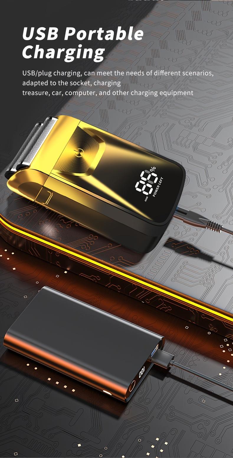 Professional USB Rechargeable Electric Razor - 2-in-1 Bald Hair Trimmer - Gentle Beard Hair Trimmer - Electric Razor Band Barber Clippers - Aluminum Foil Head - Festivals & Christmas Gifts