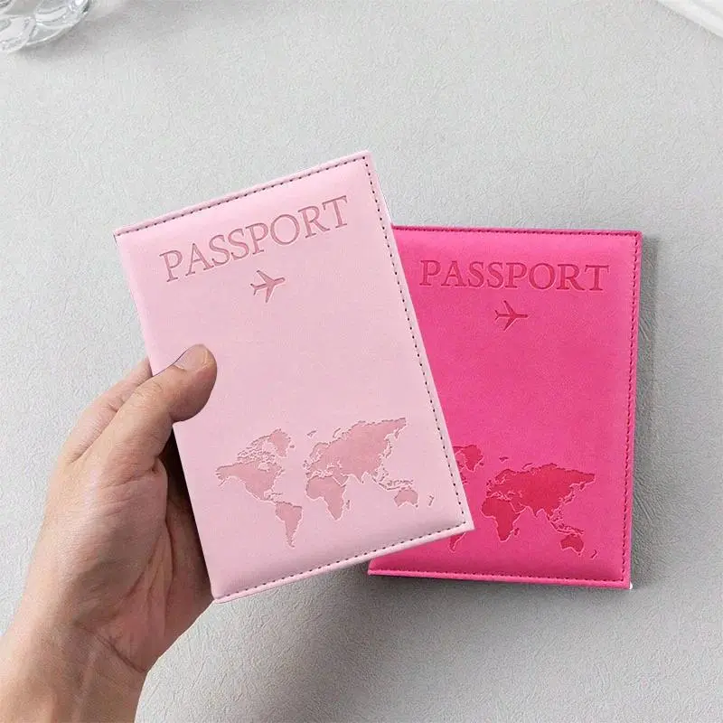 Unisex PU Leather Passport Cover with Built-in Organizer, World Map Printed Travel Document Holder, Multi-Slot Protective ID & Card Case
