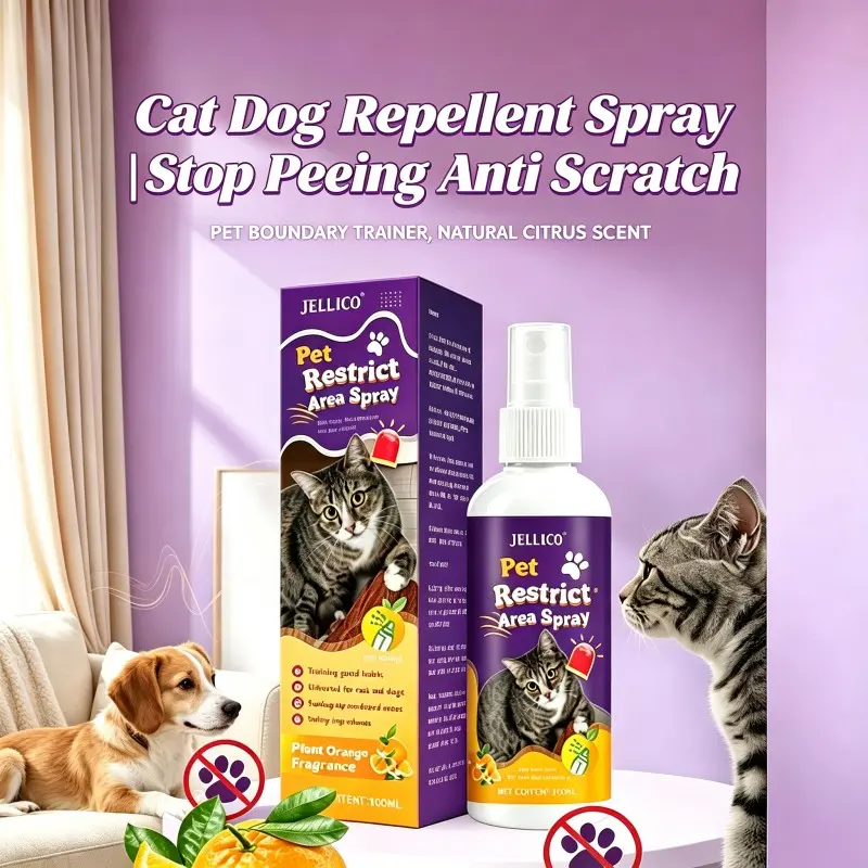 Pet Cat & Dog Repellent Spray, Anti Scratch Stop Pee Training Spray, Natural Citrus Plant Extract Gentle Pet Boundary Deterrent Spray, Non-Violent Pet Trainer to Keep Pets Away
