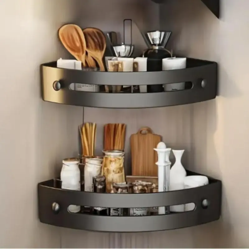 Bathroom Triangle Shelf, Wall-Mounted Storage Rack, No-Drill Towel Holder, Space-Saving Organizer for Bathroom, Toilet, and Kitchen