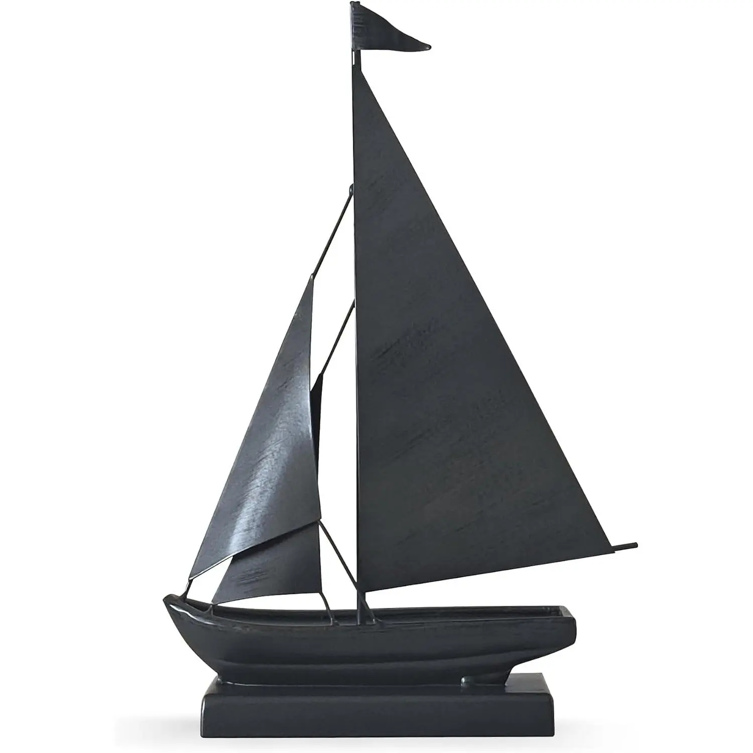 Dark Gray Retro Metal Sailboat Decor - Artistic Iron Nautical Sculpture, Classic Lines Vintage Figurine for Living Room Table, Entryway, Home & Office Decor, Ideal Anniversary Gift