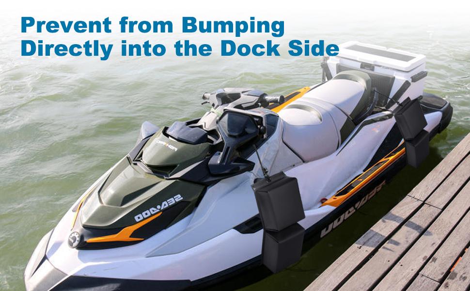 PWC Fender Bumper, Boat Fenders Bumpers with 2 Elastic Cords, 2 Boat Dock Rope, for Jet Ski Dock Fenders Boat Bumpers, 14x6x3.2inch