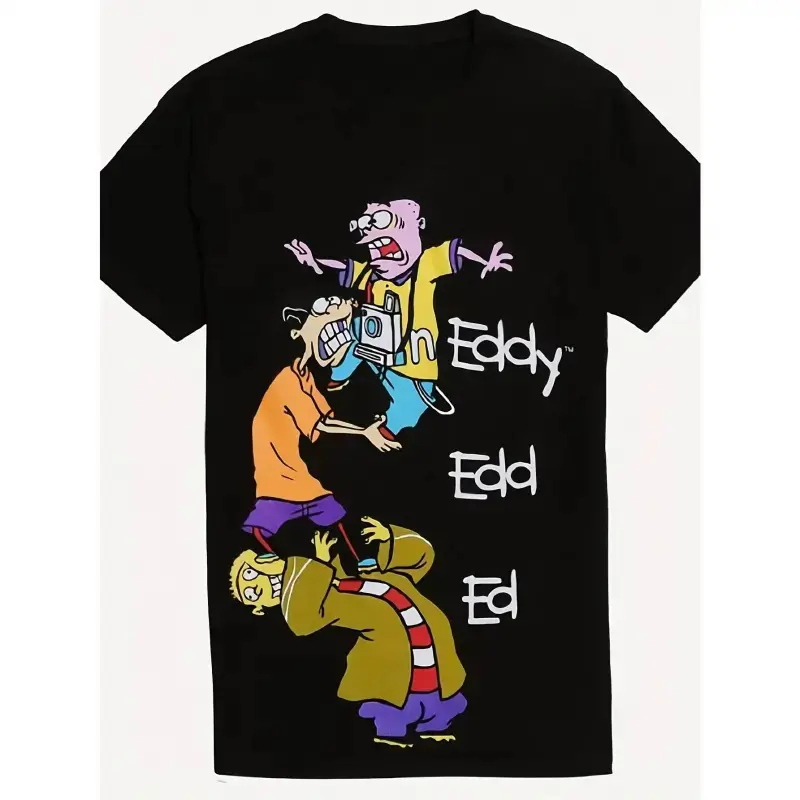 Cotton [Comfortable] Men'S "Edd N Eddy Stack" Pattern T-Shirt - Comfortable Cotton, Crew Neck, Short Sleeve, 180G - Vintage Style Cartoon Print Casual Wear, Ivan Cornejo Merch Graphic Tees Shirts Men Men Gifts Fabr Golf Gift T-Shirt For Men And Women Swea