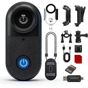 Mini  Camera with 32GB,   Cam with 10M  Case, 130? Wide Angle  Cam, Thumb-Size POV Camera for Swimming Diving Snorkeling Cycling Traveling Vlogging(Black)