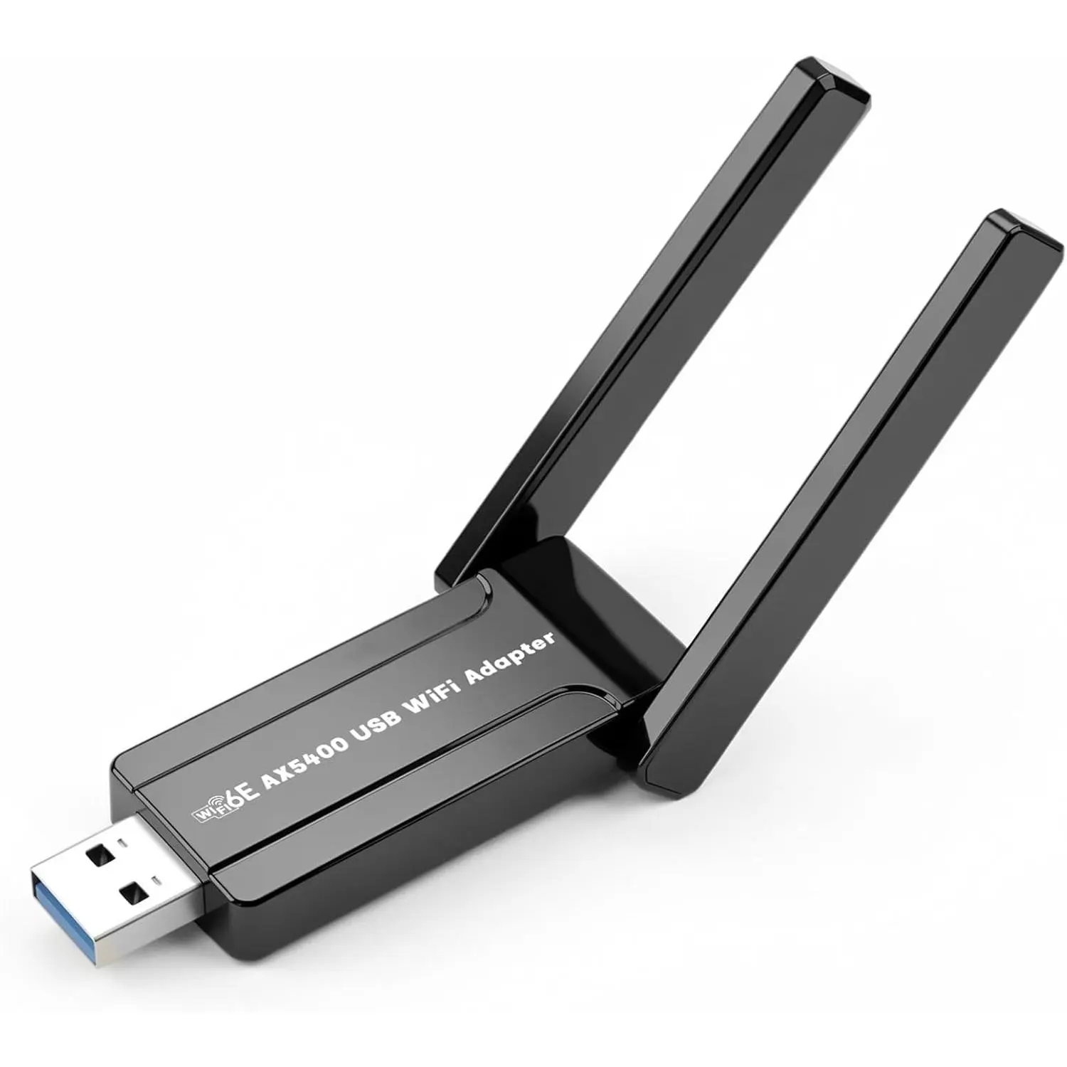 WiFi 6 USB Adapter, AXE5400 Tri-Band WiFi Adapter for Desktop PC&Laptop, WPA3 , Low Latency  Dongle for Gaming,  Antenna Supports 2.4GHz/5GHz/6GHz, Compatible with Windows 11/10