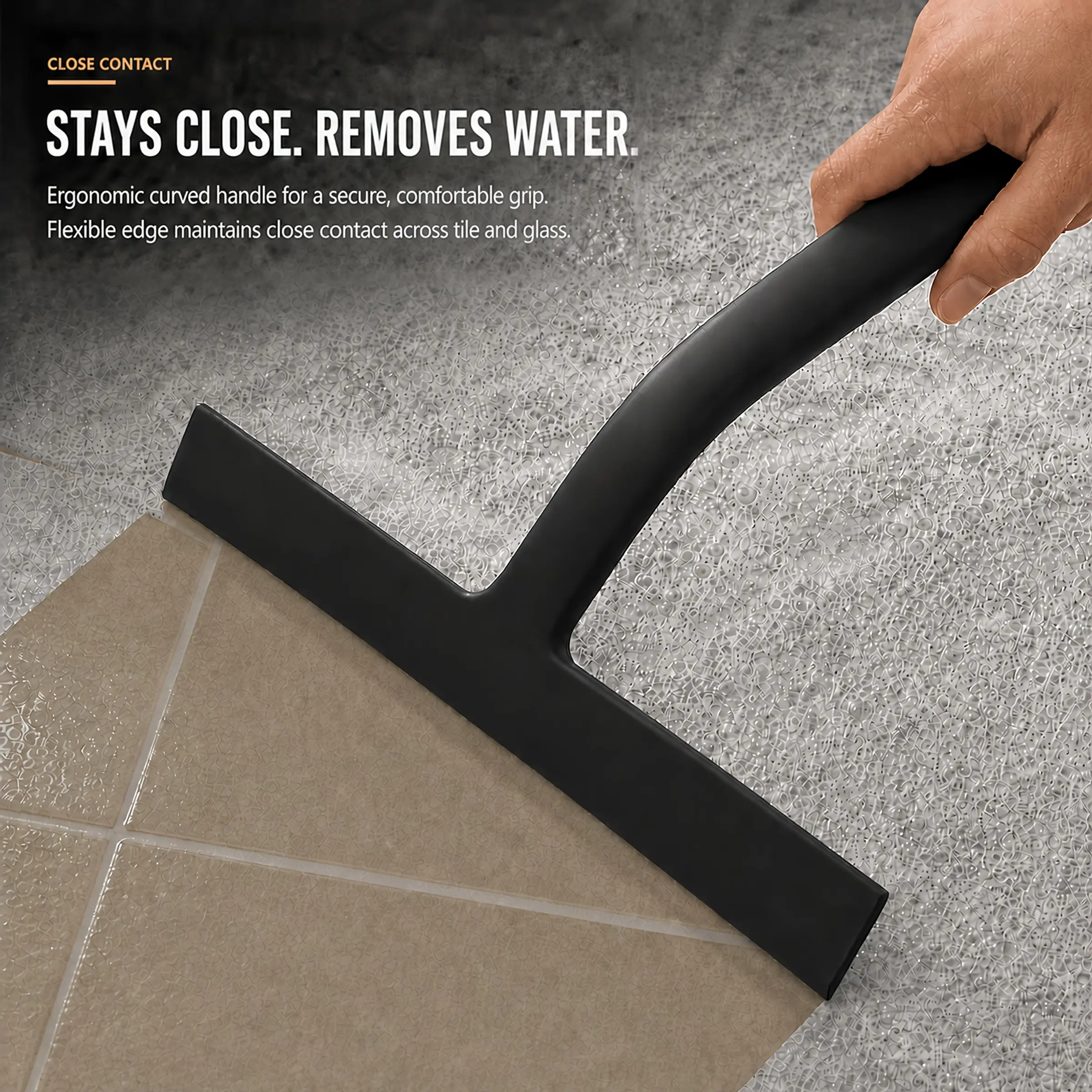 9.1-Inch Silicone Shower Squeegee with Holder – Bathroom Glass Cleaning Tool for Shower Doors, Mirrors, Windows & Smooth Tile Surfaces, Available with Glass Edge or Suction Cup Holder
