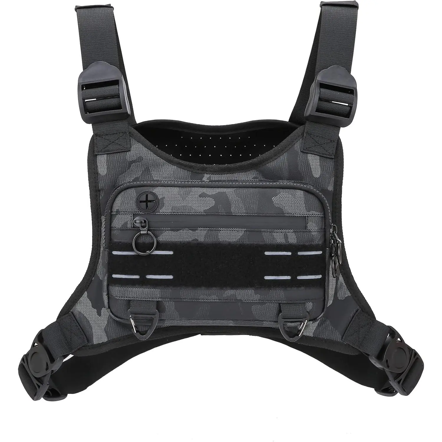 Unisex sports chest bag, waterproof and lightweight front chest bag, running vest bag, with built-in phone holder and extra storage space, suitable for workouts, running, and cycling