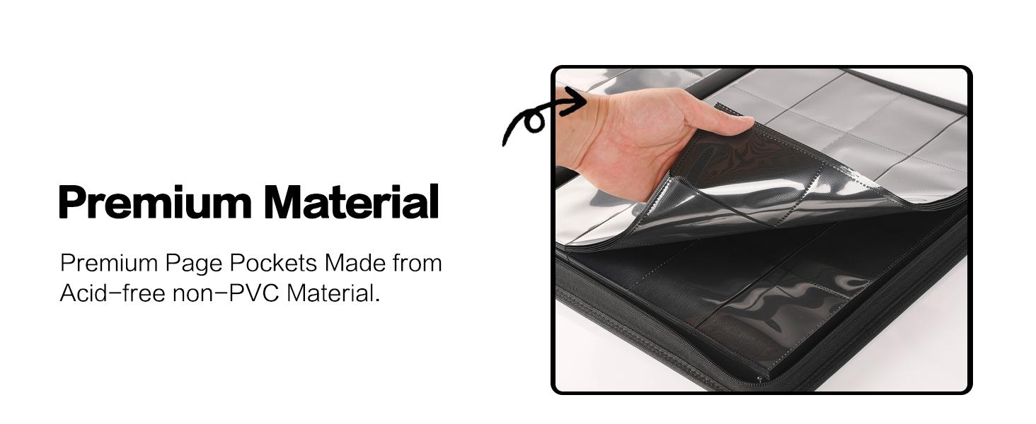 SUNDAY MIRTH Card Binder 16 Pocket - Fits 1024 Cards,4X4 Ringless Card Album with Sleeves for Trading Cards & Sports Cards(Model A,Classic Black)