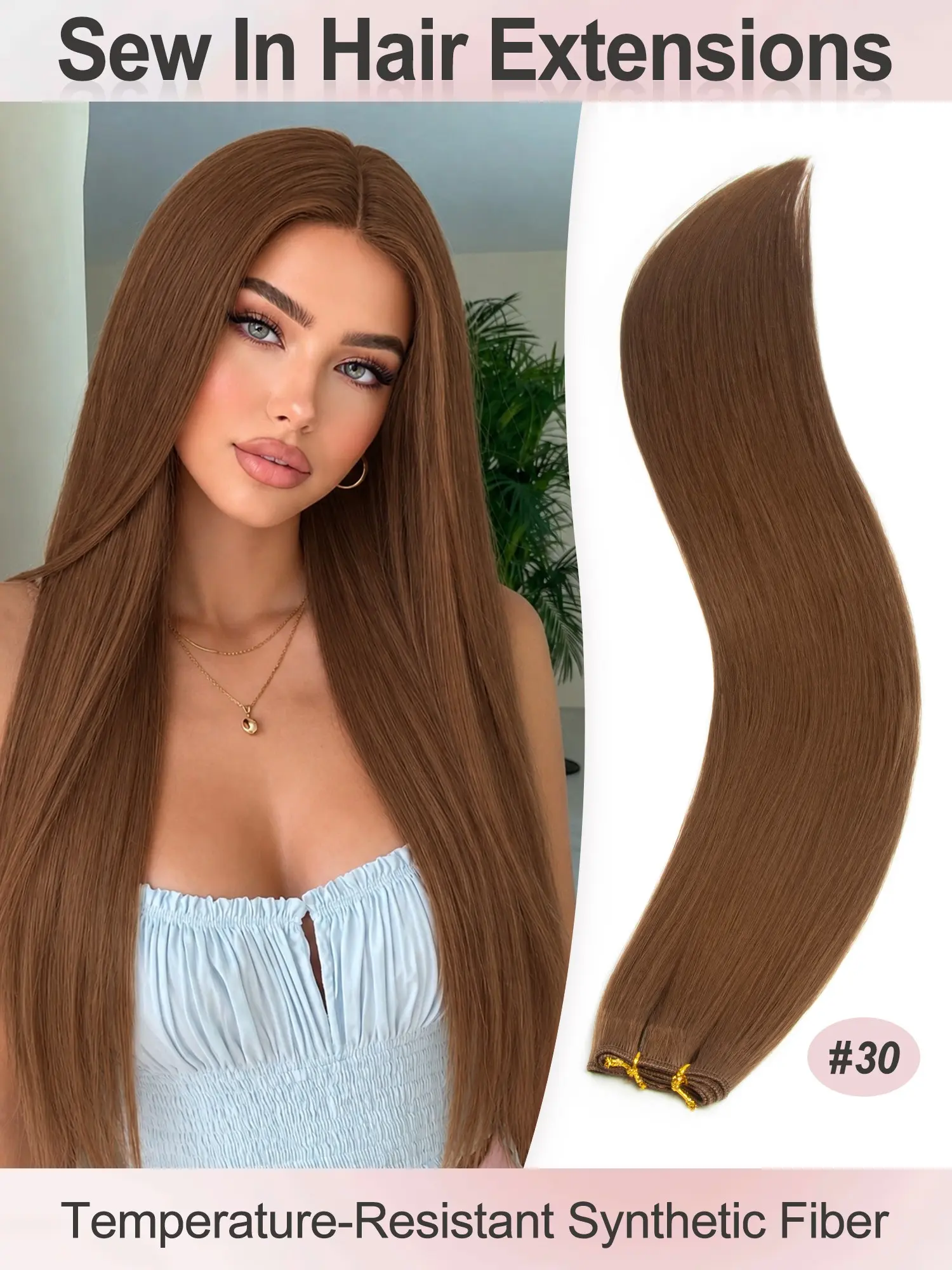 Sew In Double Weft Hair Extensions  26 Inch Weft Extensions Synthetic fiber material Color #2 Natural Black Double Weft Full Head Straight Hair Weaves 50 Grams Hair Weft Bundles Straight Hair