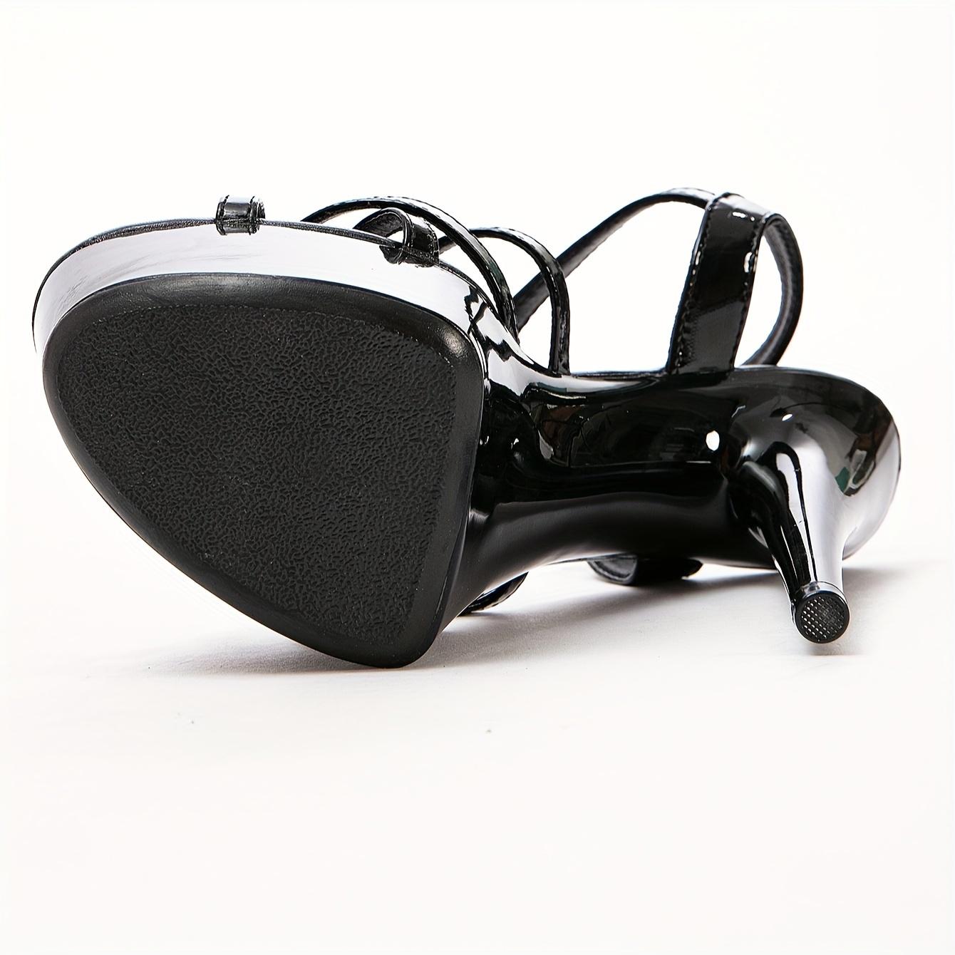 Elegant Black Stiletto Heel Sandals for Women - 6-Inch Slingback Heels with Ankle Strap, Open Toe Design, Perfect for Fashion Shows, Nightclubs & Model Events, Evening Wear Shoes | Open Toe Heels | Tstrap Sandals, Heel Sandals