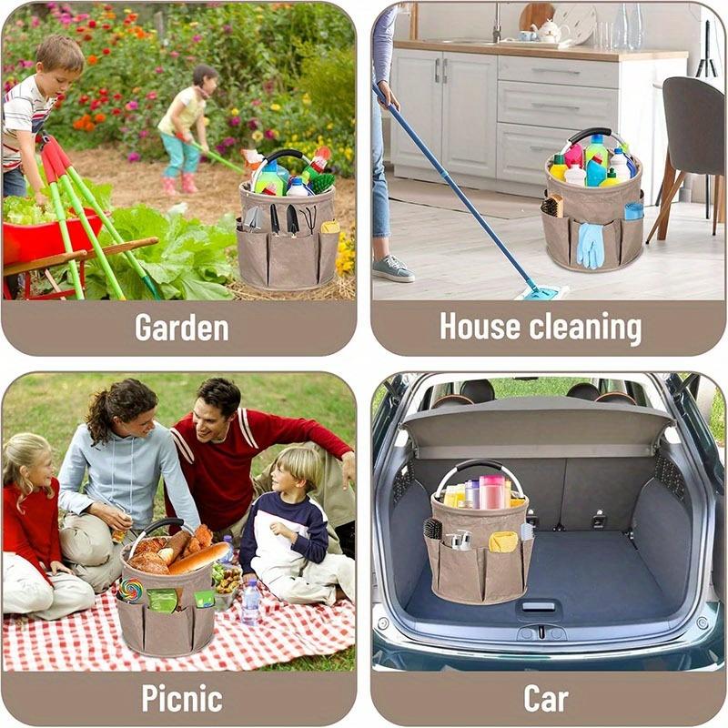 17L Cleaning Caddy with Handle, Cleaning Supply Caddy Foldable Cleaning Caddy Cleaning Products Organizers Portable Cleaning Bucket Organiser for Storing Towels Laundry Room Organiser