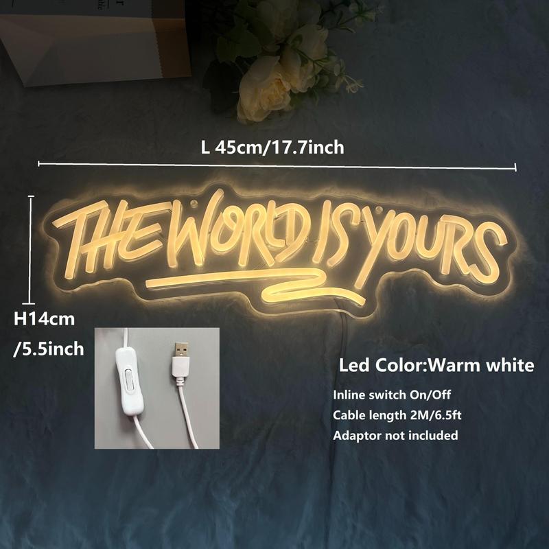 "The World Is Yours" Neon Sign, USB-Powered Light for Party and Room Decor, Unique Wall Art Lamp, Gift for Halloween, Christmas and Birthdays #TOP PICKS