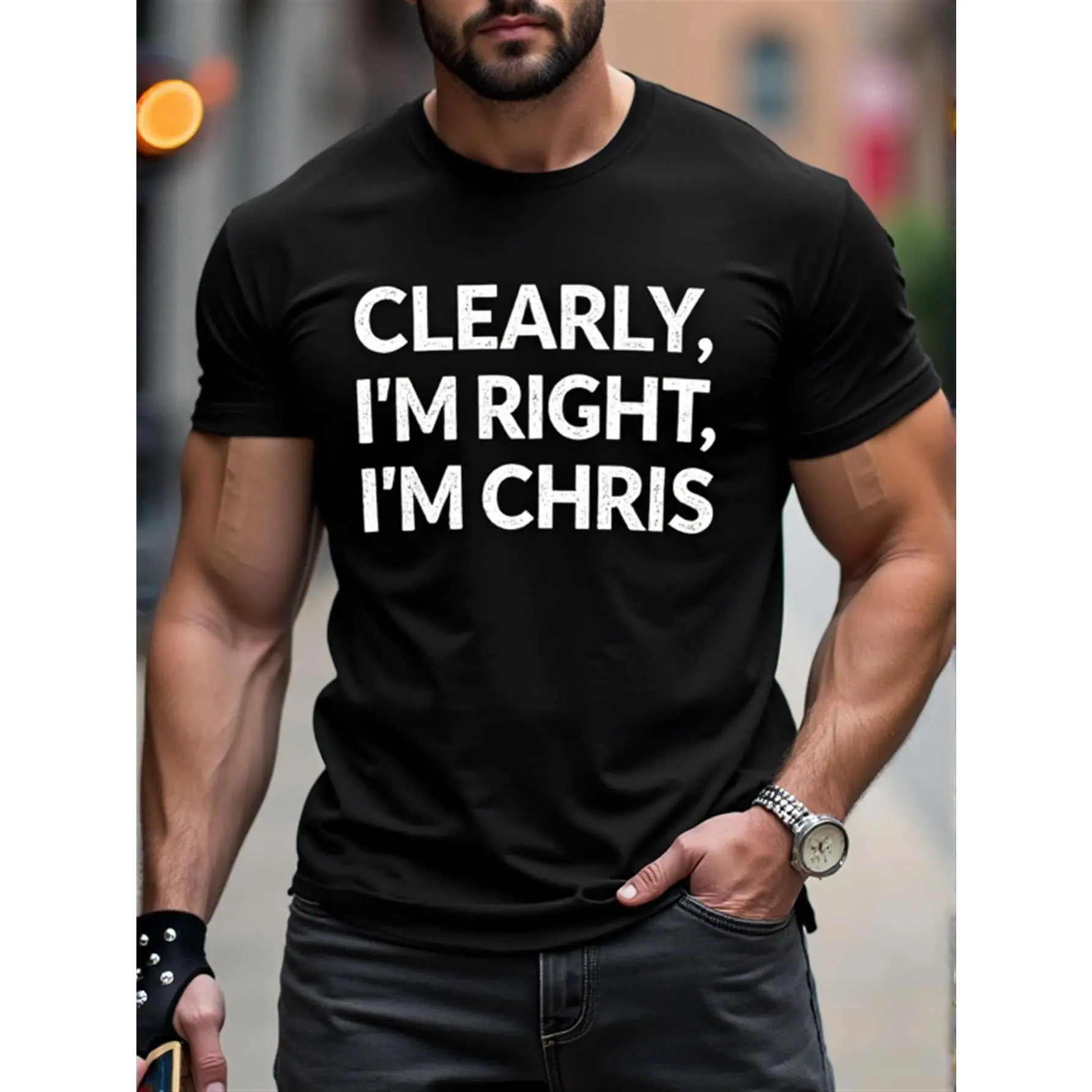 [100% Cotton] 100% Cotton  Chris Right Graphic T-Shirt |   Funny Im Right, Im Chris Design, 100%, Crew Neck, Short Sleeve, Regular Fit, Comfortable & Stretchy, All-Season Wear, Casual Style for Men & Women, Digital Heat Transfer