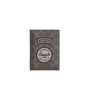 COACH Coach Floral-Embellished Faux Leather Card Holder for Men in Gray Copper