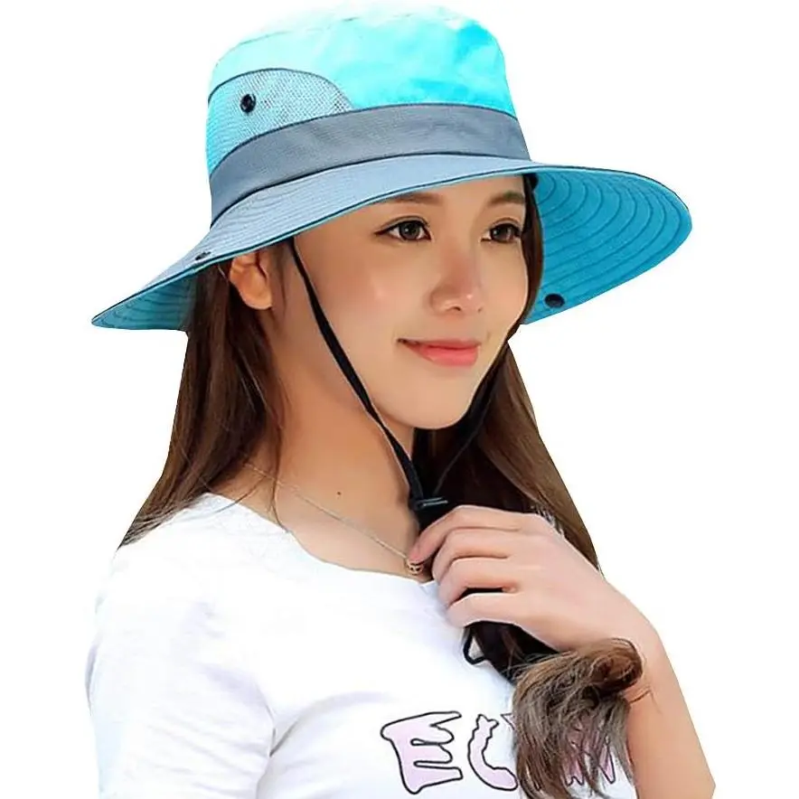 Polyester Biking Sun Hat for Men-Female, UV Protection, Waterproof, Breathable, Cooling, Folding Face-Neck Flap Cover with Drawstring, Sweat-Wicking Sun Protection Sports & Outdoor Hats, Fishing, Wide Brim, Portable Sports & Outdoor Hats