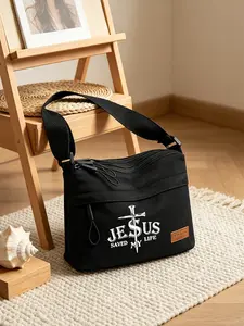 Jesus Nail Cross Print Crossbody Shoulder Bag, Elegant Plain Design, Durable Fashion Accessory, Perfect Gift for All Seasons