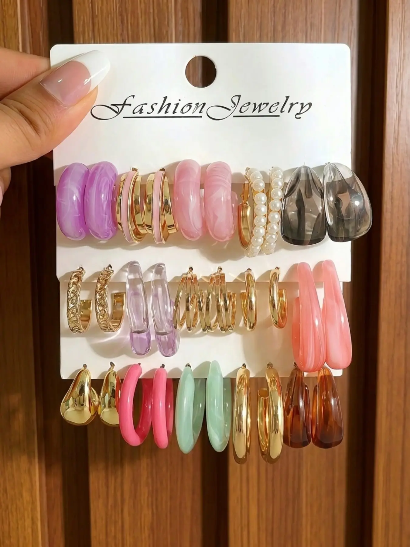 15 Pairs Gradient Jelly Drop Earrings Set, Vintage Colorblock Resin Metal Hoops, Perfect for Outing Dates, Korean Blogger Style Jewelry, Hoop Shape Earrings