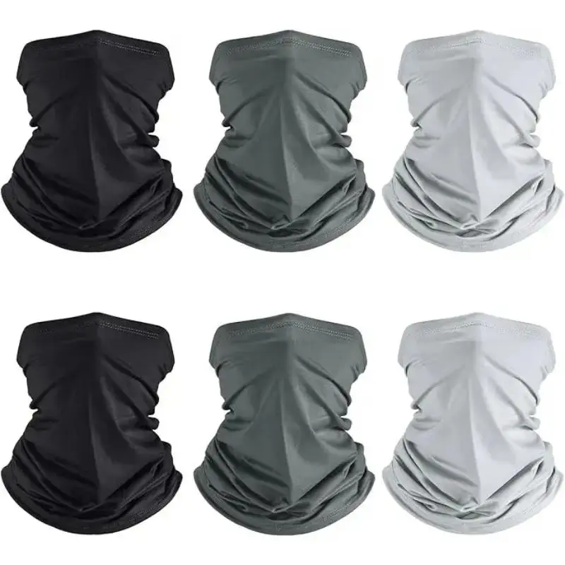 6PCS Unisex Cotton Cooling Neck Gaiter - UV Sun Protection Face Mask, Breathable Face Covering (24cm*42cm ±2cm), Easy-To-Wear Sports Bag Accessory for Fishing, Hiking