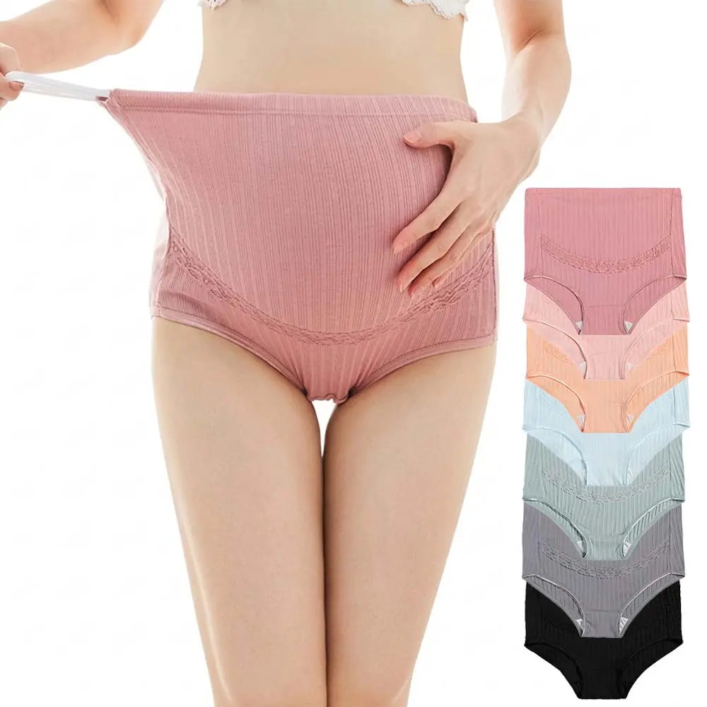 MUSBUY Women's 7-Pack High-Waisted Over-Bump Maternity Underwear, Soft Cotton Seamless Stretchy Briefs for Postpartum, Plus Size M-5XL
