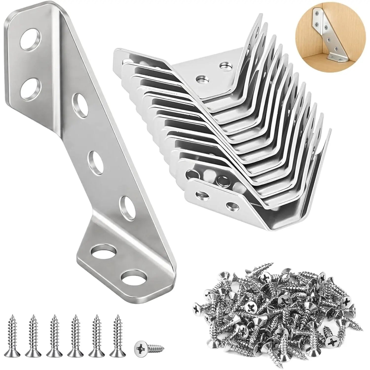 12 count Corner Brackets for ,  Stainless Steel L Brackets