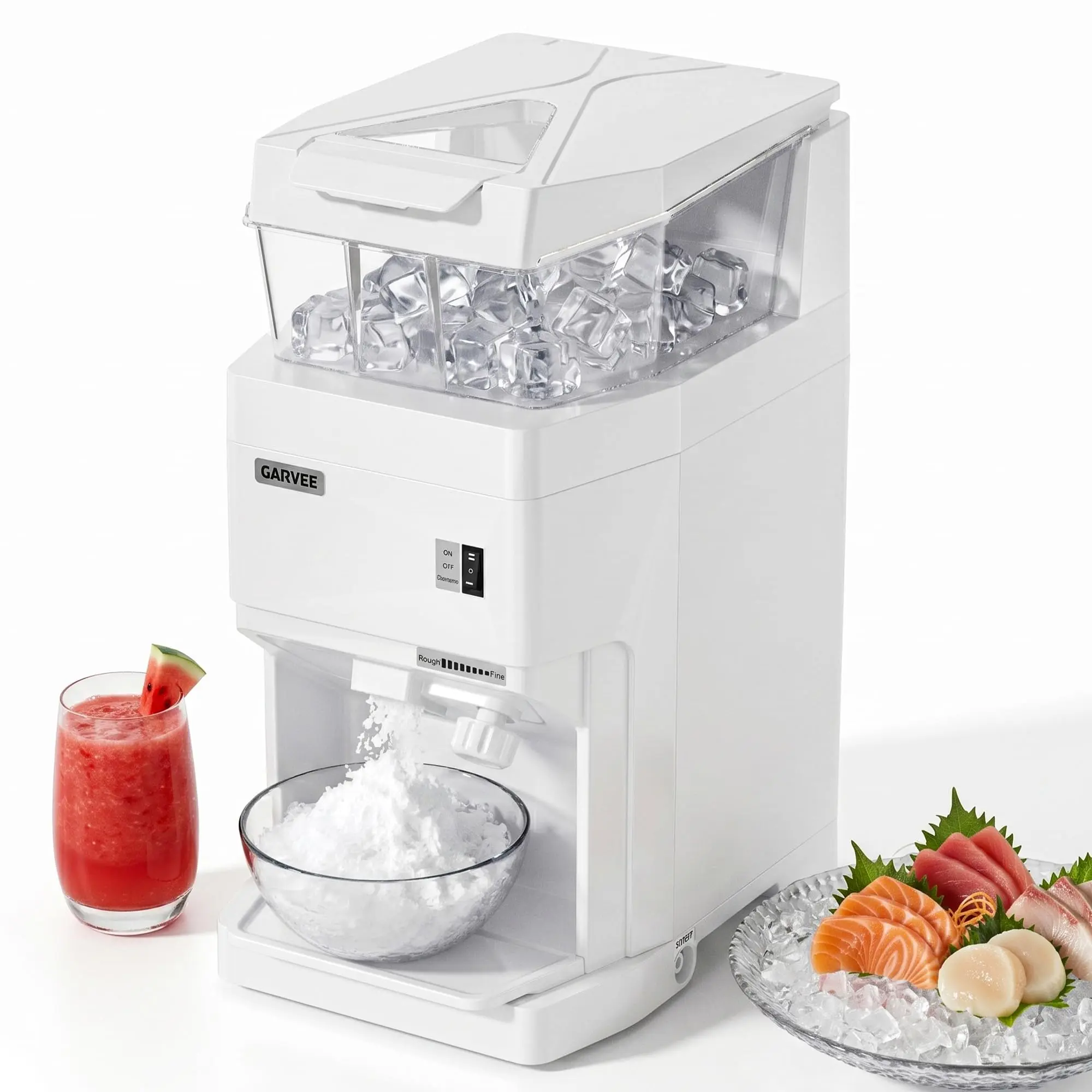 Commercial Ice Shaver Crusher – 286 Lbs/Hr Electric Snow Cone Maker with 2L Ice Storage Box – 250W 1500RPM Countertop Shaved Ice Machine – for Parties, Events, Snack Bars, Home & Commercial Use