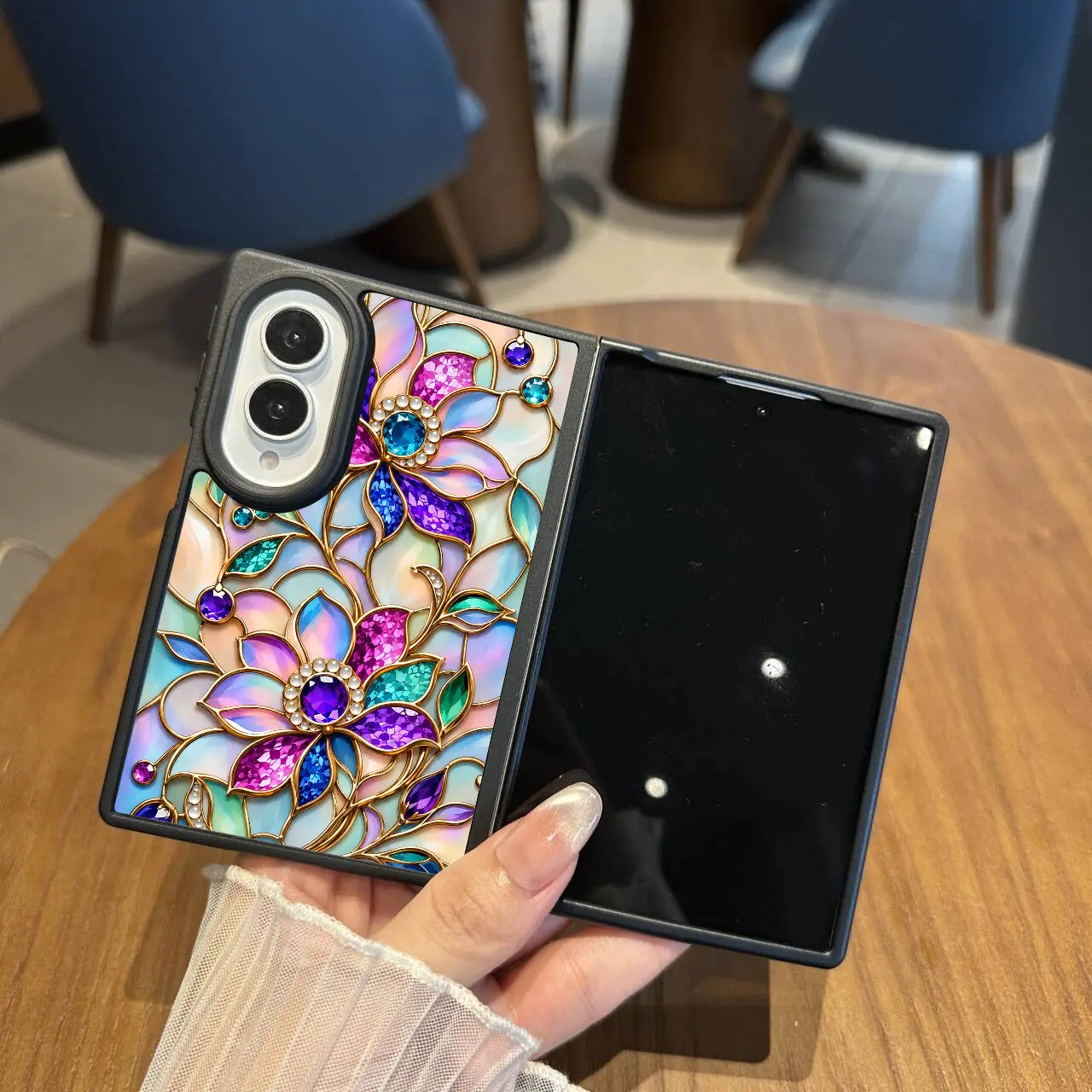 For Z Fold8 Ultra/Fold8/Fold7/Fold6/Fold5/Fold4/Fold3/Flip8/Flip7/Flip6/Flip5/Flip4/Flip3 Cute Printed Floral Pattern Phone Case Shockproof Slim Fit Soft Protective Cover HNRMLI260815D05