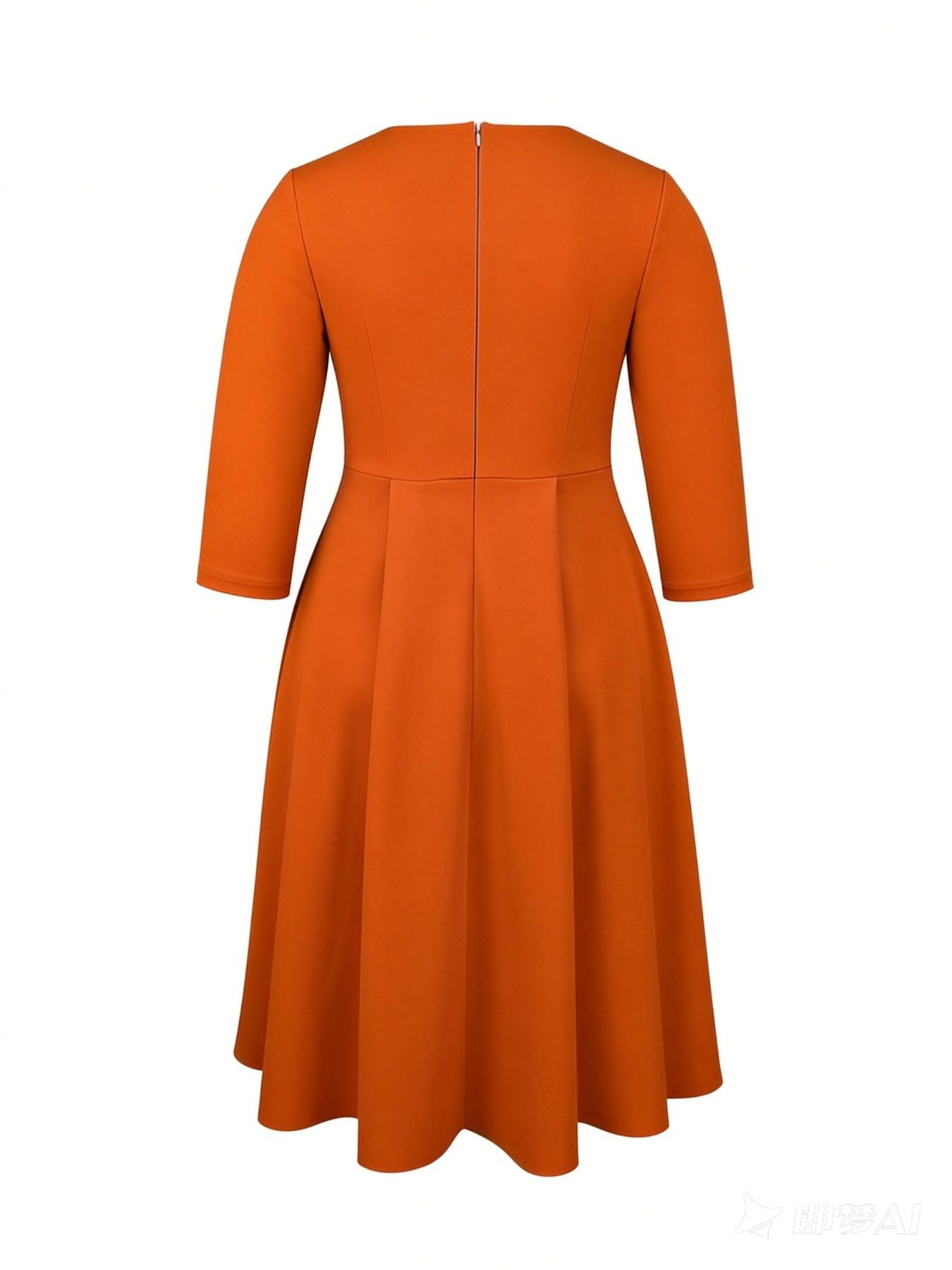 Women Elegant Formal Church Dresses Plisse A Line Modest Classy Pleated 3/4 Sleeves African Office Ladies Party Gowns Autumn New