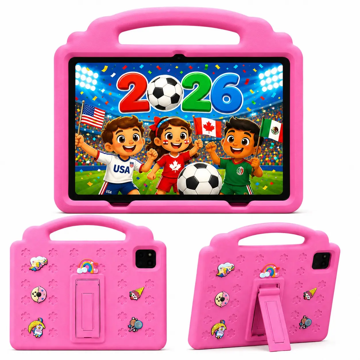 10.1 Inch Kids Tablet, 4GB RAM 64GB ROM, Android 12, Dual Camera, Kid-Proof Case with Handle, WiFi Learning Tablet for Toddlers