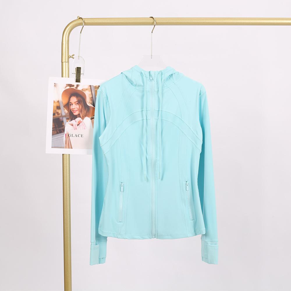 LULU  New hooded jacket for summer, thin, quick drying, slimming, tight fitting, sports and elastic jacket, slim fit
