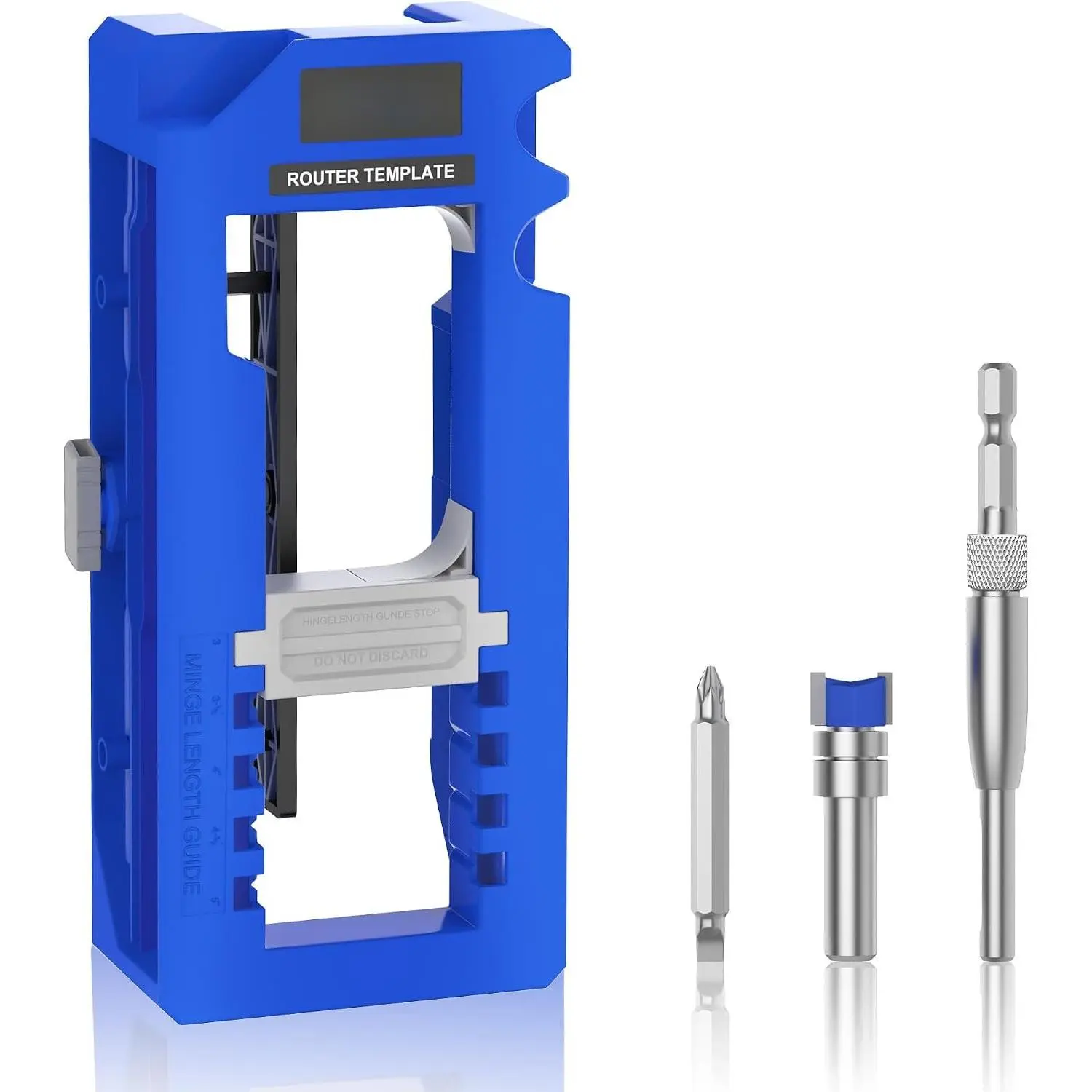 Door Hinge Jig, Door Hinge Router Template, Adjustable Door Mortise Jig for 3" to 5" Hinges - Compatible with Square and Radius Corners 1/4" & 5/8" (Blue)