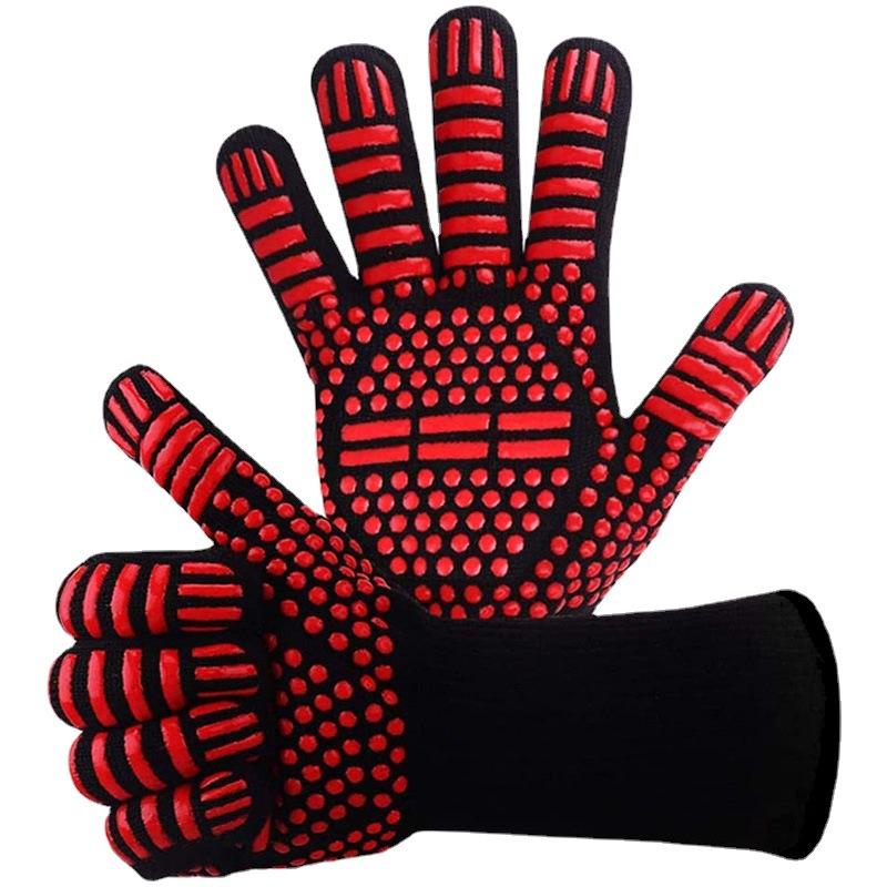 Heat Resistant 500°F Flame Retardant Fireproof Silicone Gloves for Kitchen Oven Microwave Anti-Scald Insulation