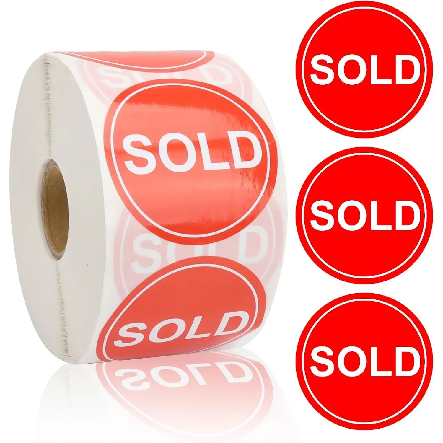 800PCS 2 Inch Round Self-Adhesive Sold Stickers Pricing Labels Roll Up Inventory Control Labels for Shop Yard Sale Retail Store Use Red